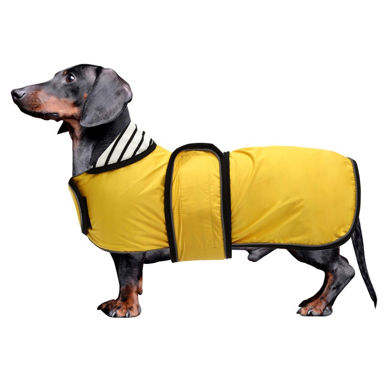 Morezi Dachshund Raincoat Corgi Raincoat Dogs Waterproof fit for Dachshunds Weiner Long Back Breeds with Reflective Stripe Great Coverage in Autumn Winter - Yellow - M - Image 1